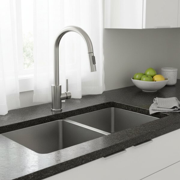 Baterie bucatarie moderna din inox, nichel brush, model Fresh