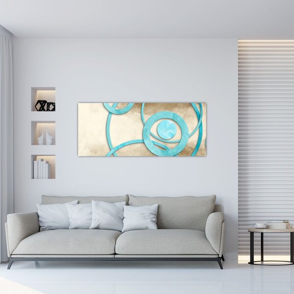 Tablou - Cercuri albastre acvarelă (120x50 cm)