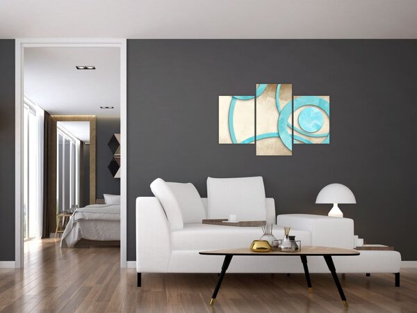 Tablou - Cercuri albastre acvarelă (90x60 cm)