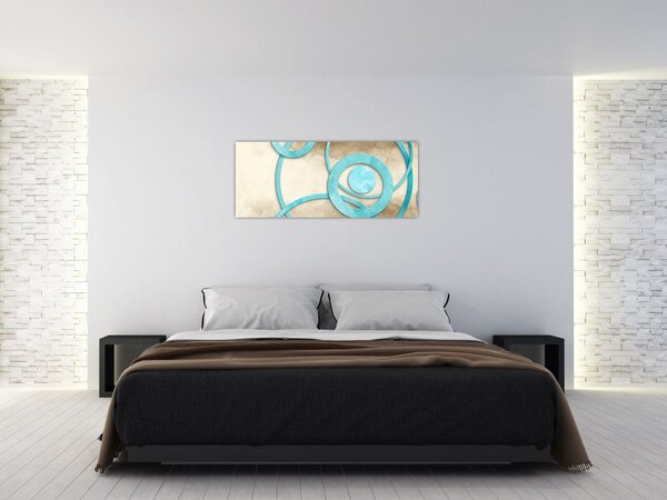 Tablou - Cercuri albastre acvarelă (120x50 cm)