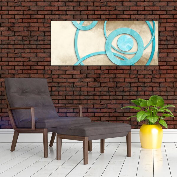 Tablou - Cercuri albastre acvarelă (120x50 cm)