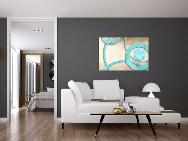 Tablou - Cercuri albastre acvarelă (90x60 cm)
