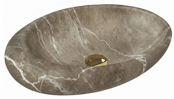 Lavoar oval pentru blat Nature, ceramica textura piatra, 490x310x135 mm