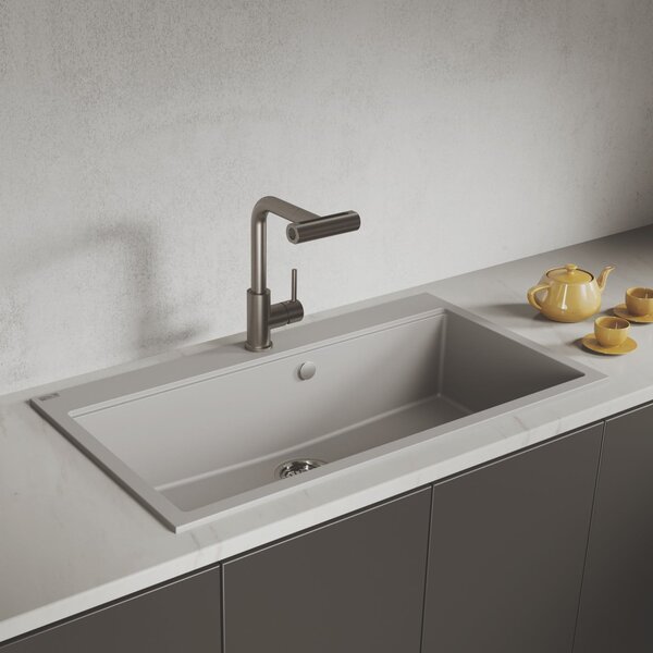 Laveo Tau chiuvetă din granit 90x50 cm gri/grafit/onix SBT5109