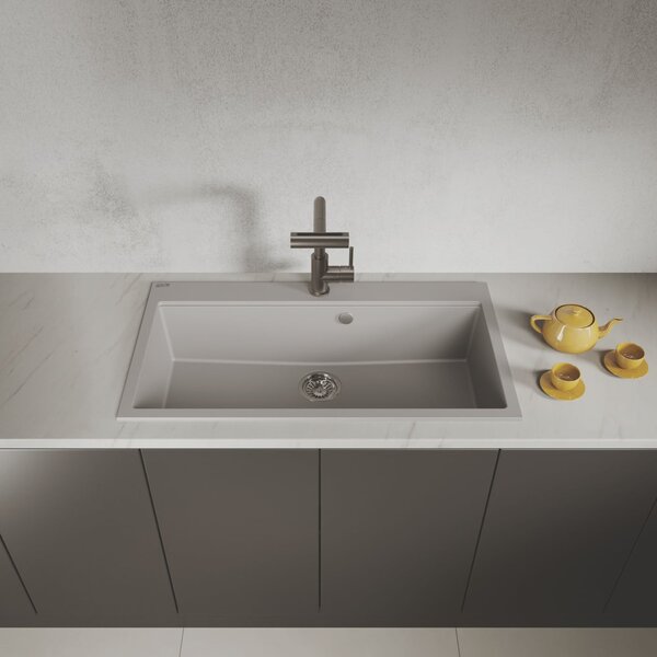 Laveo Tau chiuvetă din granit 90x50 cm gri/grafit/onix SBT5109