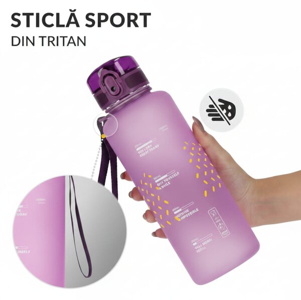 Sticla sport de apa, violet, 1000 ml