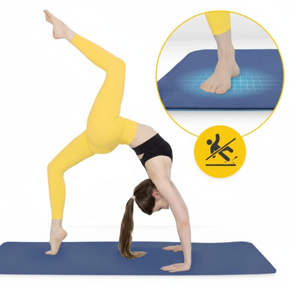 Saltea fitness TPE anti-alunecare, Albastru
