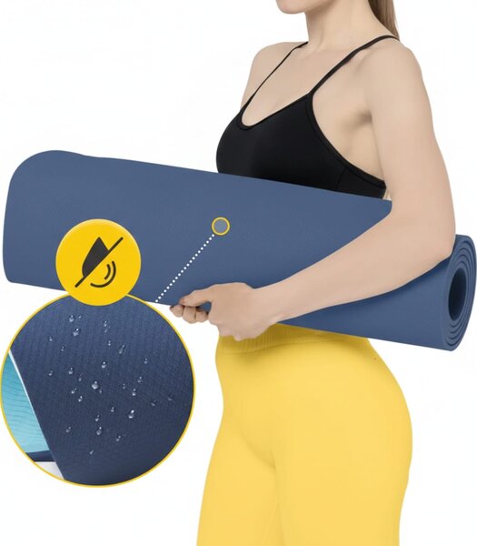 Saltea fitness TPE anti-alunecare, Albastru