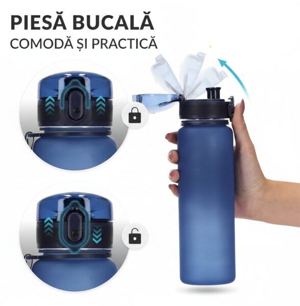 Sticla sport de apa, albastra, 1000 ml