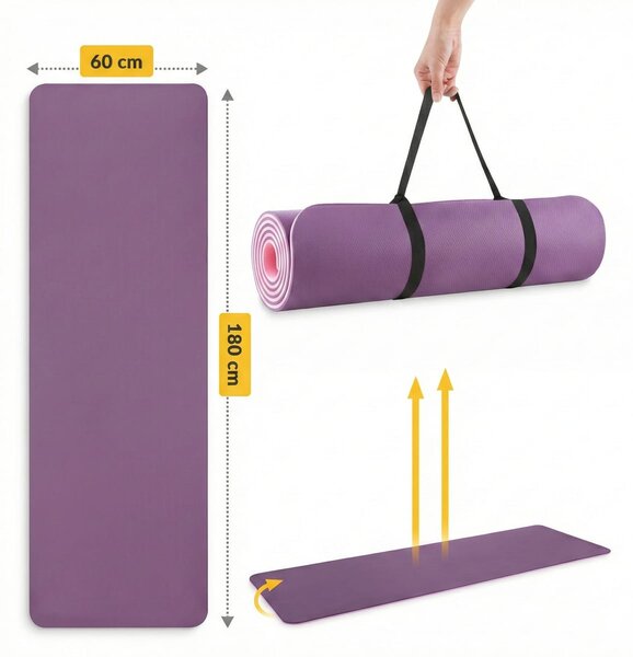 Saltea de exercitii TPE anti-alunecare, Violet