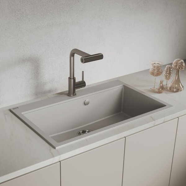 Laveo Tau chiuvetă din granit 80x50 cm gri/grafit/onix SBT5108