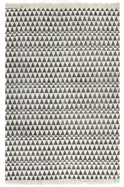 Covor Kilim, negru/alb, 120 x 180 cm, bumbac, cu model