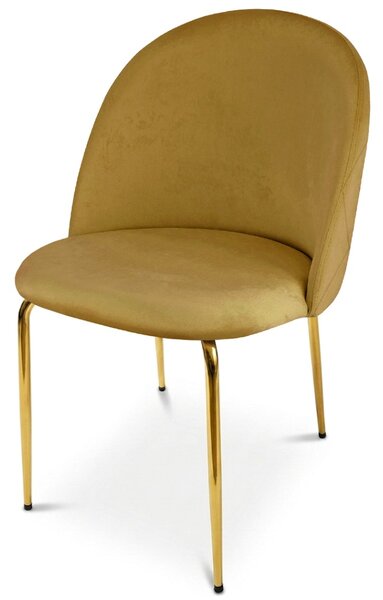 Scaun bucatarie INCA VELVET din catifea cu picioare aurii, mustar
