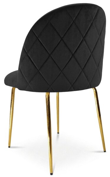 Scaun bucatarie INCA VELVET din catifea cu picioare aurii, neagra