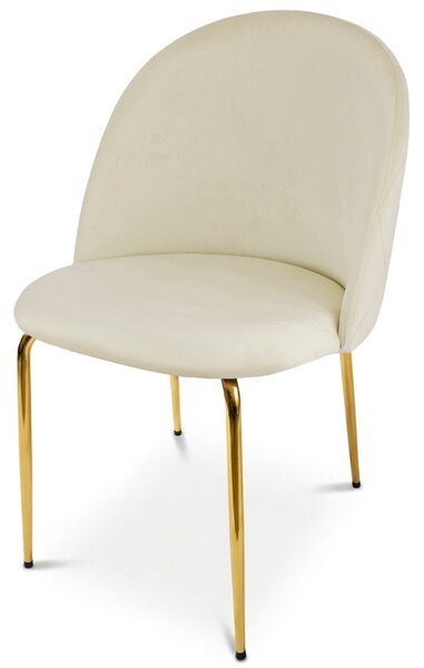 Scaun bucatarie INCA VELVET din catifea cu picioare aurii, crem