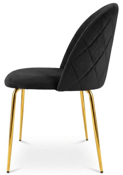 Scaun bucatarie INCA VELVET din catifea cu picioare aurii, neagra