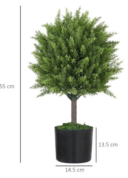 Planta Artificiala Cedru, Rezistenta la Raze UV cu Ghiveci, Ø14,5x55 cm, Verde
