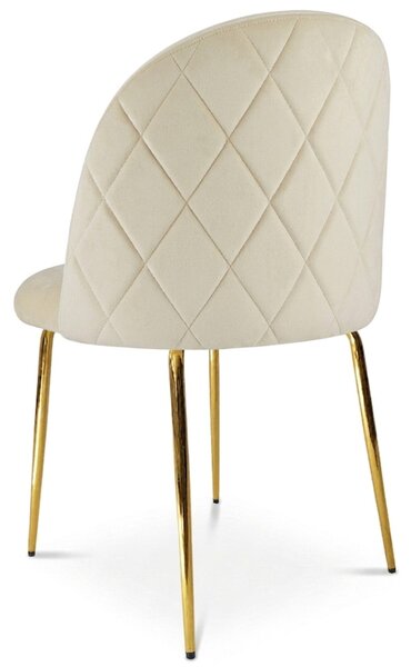 Scaun bucatarie INCA VELVET din catifea cu picioare aurii, crem