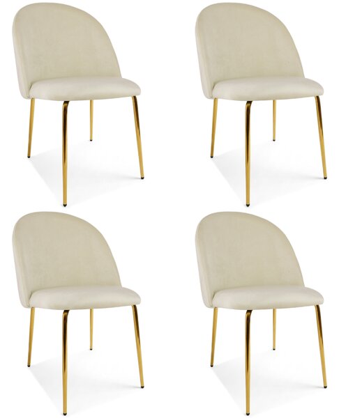 Scaun bucatarie INCA VELVET din catifea cu picioare aurii, crem