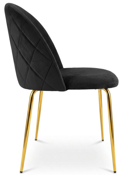 Scaun bucatarie INCA VELVET din catifea cu picioare aurii, neagra