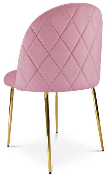 Scaun bucatarie INCA VELVET din catifea cu picioare aurii, roz