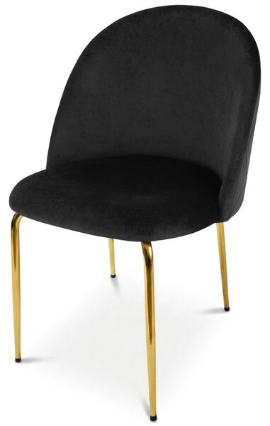 Scaun bucatarie INCA VELVET din catifea cu picioare aurii, neagra
