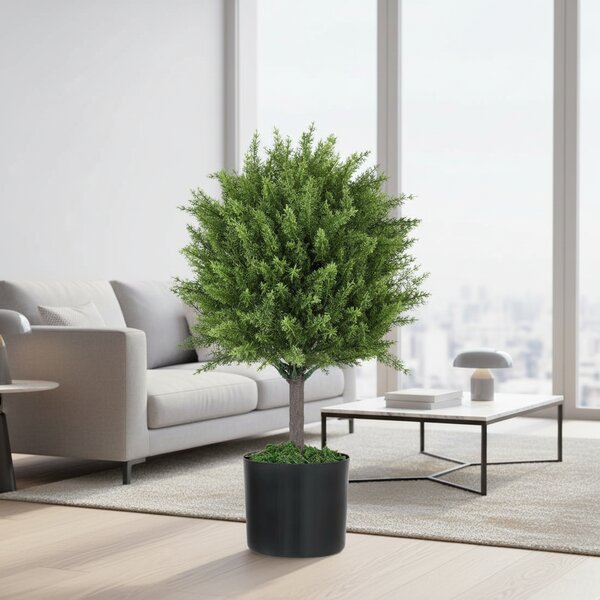 Planta Artificiala Cedru, Rezistenta la Raze UV cu Ghiveci, Ø14,5x55 cm, Verde