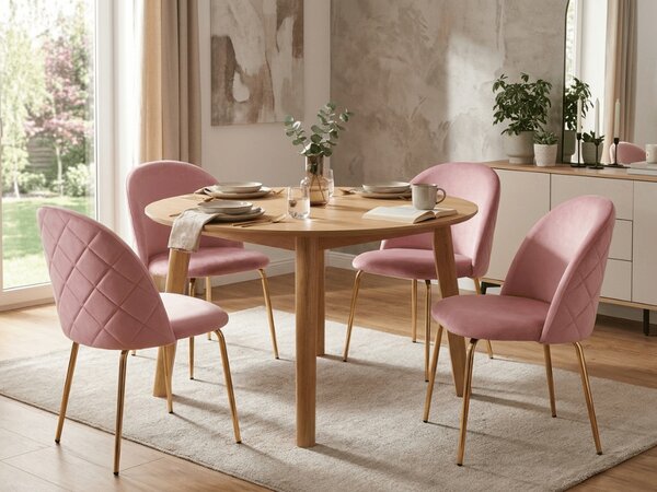 Scaun bucatarie INCA VELVET din catifea cu picioare aurii, roz