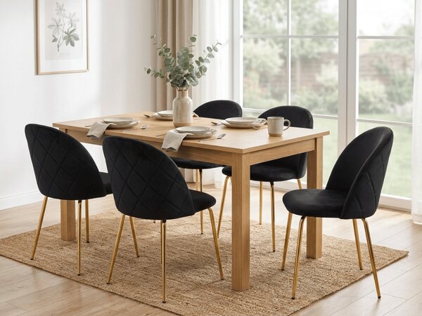 Scaun bucatarie INCA VELVET din catifea cu picioare aurii, neagra