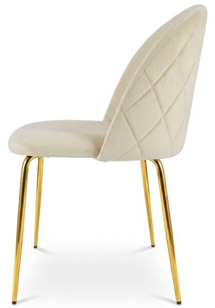 Scaun bucatarie INCA VELVET din catifea cu picioare aurii, crem
