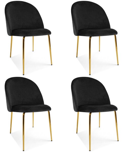 Scaun bucatarie INCA VELVET din catifea cu picioare aurii, neagra