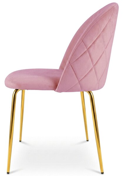 Scaun bucatarie INCA VELVET din catifea cu picioare aurii, roz