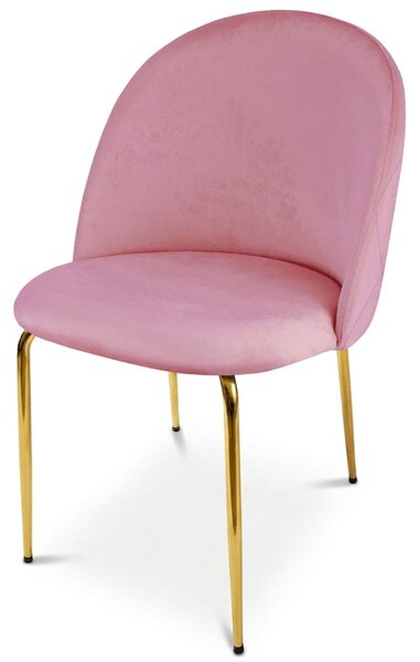 Scaun bucatarie INCA VELVET din catifea cu picioare aurii, roz
