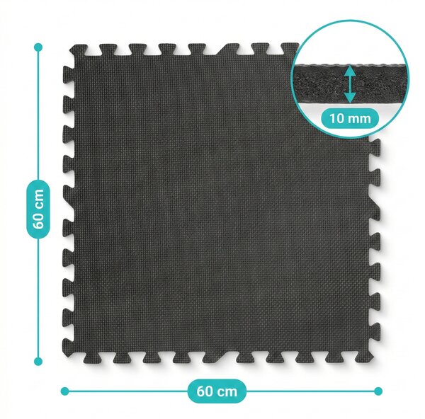 Covoras tip Puzzle pentru Sport si Fitness, Spuma EVA, Set 6 bucati, Protectie Podea Antiderapanta, 180 x 120 x 1 cm, Negru