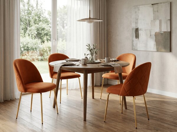 Scaun bucatarie INCA VELVET din catifea cu picioare aurii, teracota