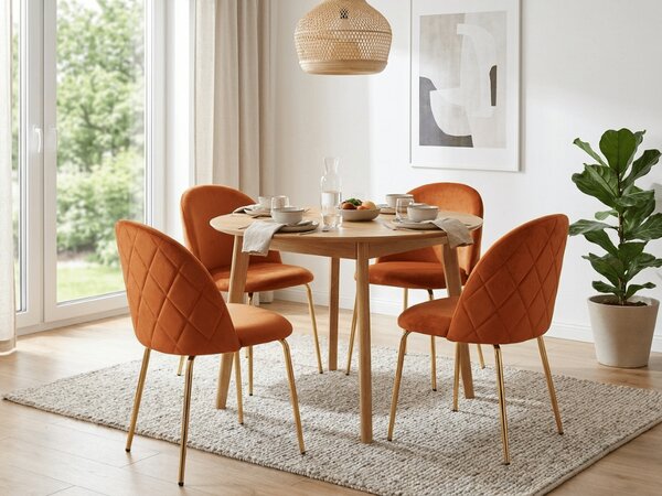 Scaun bucatarie INCA VELVET din catifea cu picioare aurii, teracota