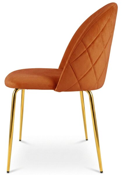 Scaun bucatarie INCA VELVET din catifea cu picioare aurii, teracota