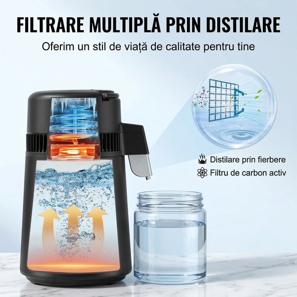 Distilator și Purificator de Apă, 4L, Inox 304, Eficiență și Versatilitate