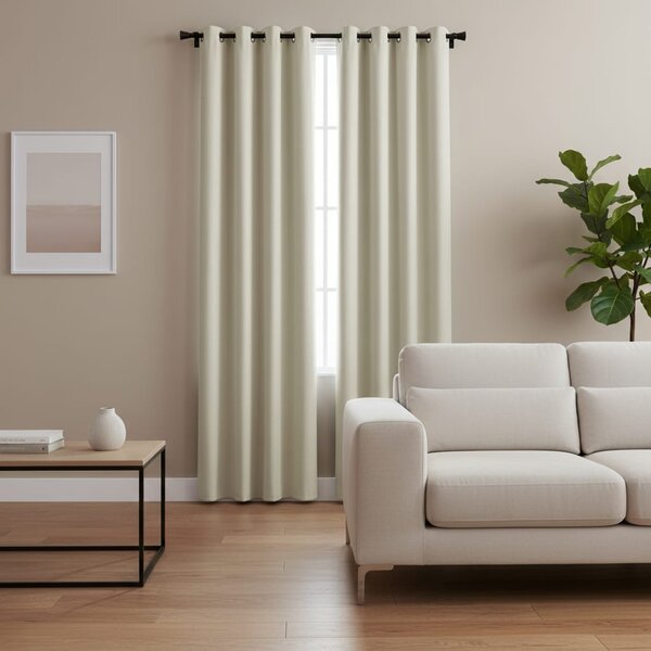 Draperie Blackout Crem cu Inele Argintii 140x262 cm – Opacitate 90%