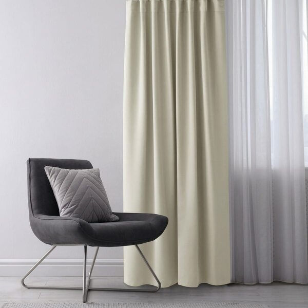 Draperie Blackout Crem cu Inele Argintii 140x262 cm – Opacitate 90%