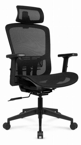 Scaun de birou ergonomic HC-1045 cu spătar din plasă - negru