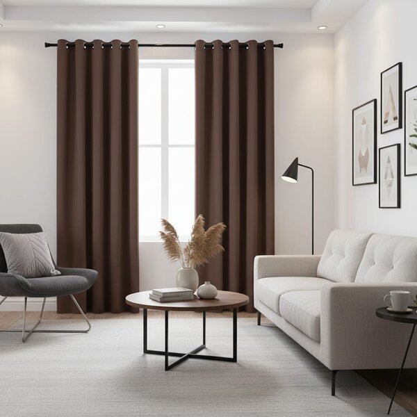 Draperie Blackout Maro cu Inele Argintii 140x244 cm – Opacitate 90%