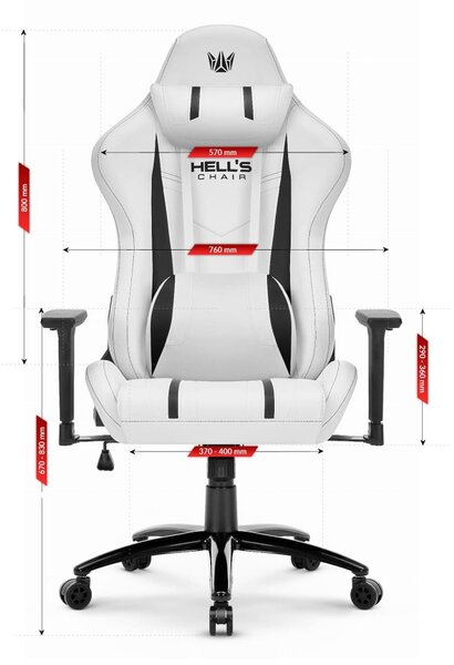 Scaun de gaming ergonomic HC-1013 - scaun de birou alb cu cotiere 3D