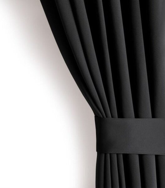 Draperie Blackout Neagra cu Inele Argintii 140x244 cm – Opacitate 90%