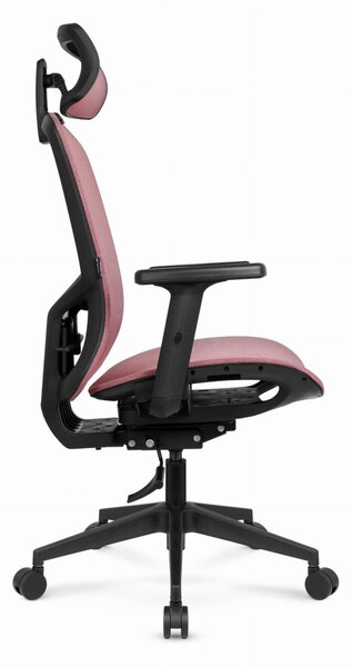 Scaun de birou ergonomic HC-1045 cu spătar din plasă - roz