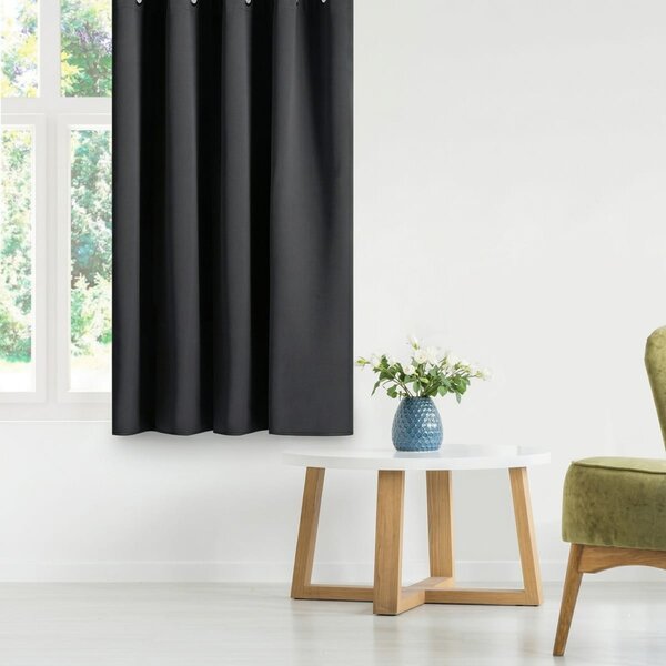 Draperie Blackout Neagra cu Inele Argintii 140x244 cm – Opacitate 90%