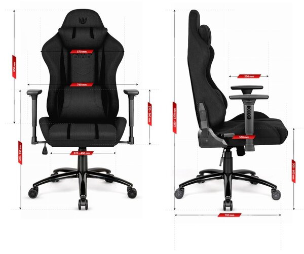 Scaun ergonomic pentru jocuri HC-1013 - husă textilă neagră de înaltă calitate