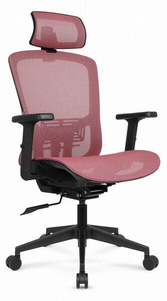 Scaun de birou ergonomic HC-1045 cu spătar din plasă - roz