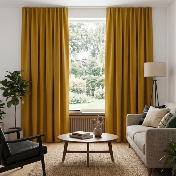 Draperie Blackout cu rejansa Galben Mustar 140x244 cm – Opacitate 90%