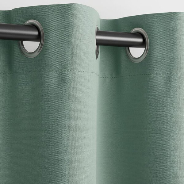 Draperie Blackout Verde Menta cu Inele Argintii 140x244 cm – Opacitate 90%